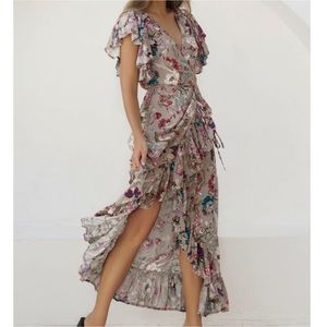 ELF Carmen Wrap Maxi Dress floral small